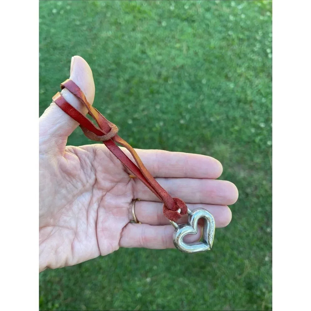 Brighton Replacement Heart Fob Hang Tag Red Leather - Silver-tone Heart